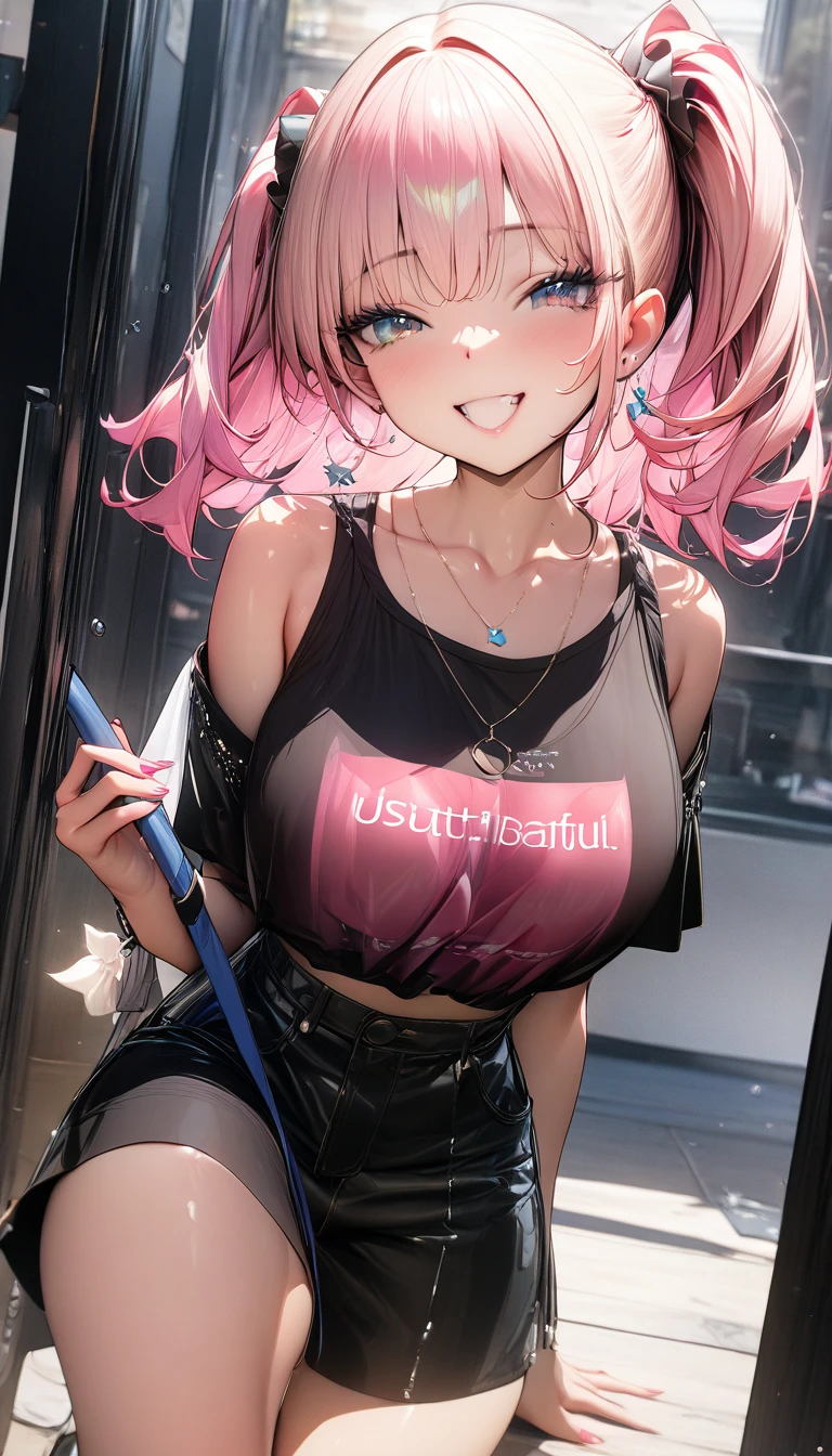 (((((One girl))))),squat、Puffy nipple、pubic hair、 (pink hair), (Very long hair), (Curly Hair), (Ahoge), (Blunt bangs), (Low Twintails), ((((((Dark Skin)))))), ((Brown eyes)), ((Half-closed eyes)), (Cleavage), (Thick thighs), ((Wide Hips)), (Knee socks), (Short shorts), ((pink outfit)), ((race)), ((Long eyelashes)), Very detailed, ((pink)), ((cute)), (((Wicked Smile))), Light-filled, Real Humans, Huge , ((Sexy pose)), Mole under the eye, (((Verbal invitation))), ((Sticking out tongue)), ((Drooling)), ((Highest quality)), High resolution, 超High resolution, Textured skin,whole body