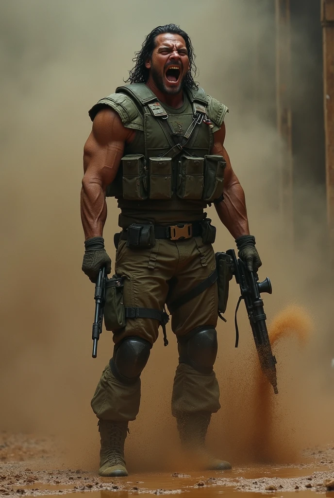 Solid Snake having liquid brown diarrhea coming out of his butt screaming 