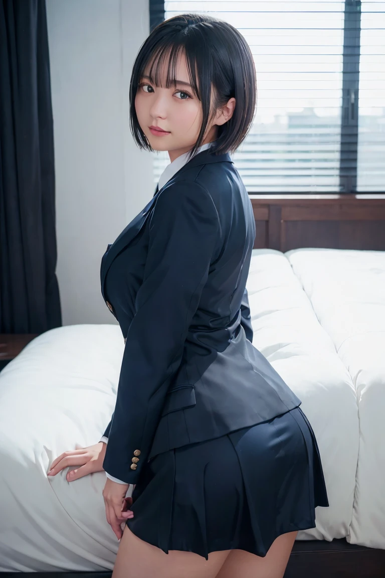 top-quality、​masterpiece、超A high resolution、(Photorealsitic:1.4)、Raw foto、Directed by Shane McMellen、1 female、Detailed skin、Lustrous skin、Office、touch the office desk、Wearing a suit、Butt with stockings、Point your butt at the camera、ass forcus、stick your buttocks out big、big butts、ass wrapped in stockings、Sheer sunlight、Upper body is jacket and shirt、Torn stockings、Wearing ripped stockings、Stand with your legs open、garterbelts、wear sexy stockings