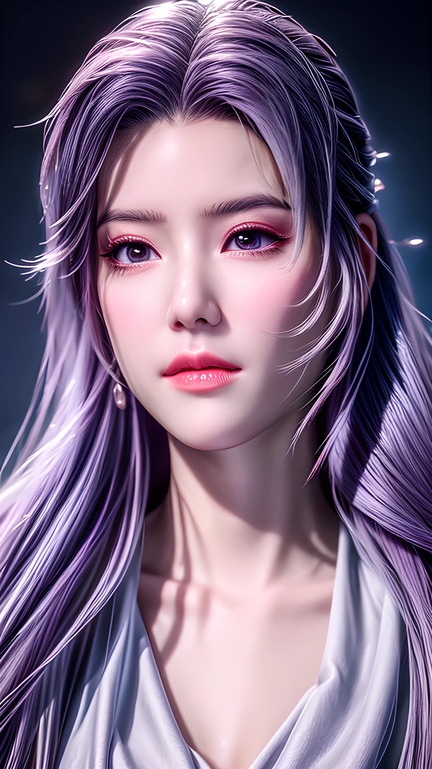 (Uhigh resolution, Retina, masterpiece, precise, Anatomically correct, Skin texture, Super Detail, Attention to detail, high quality, 最high quality, high resolution, 1080P, high resolution, 4K, 8K, 16K), (美しいAttention to detail目, Exquisite lip details, Very detailed eyes and face), Soft lighting, Physically Based Rendering, Vibrant colors, (((Medium breasts))), (Floral Hanfu suit), (whole bodyショット,Bob Cooter, Shocking purple-pink hair, Shiny hair, Radiant Skin, blush), (Wide Angle), Eye Reflection, (front:1.2),(whole body,Shiny thighs),There is a plum blossom mark under the eye。whole body照,whole body照。