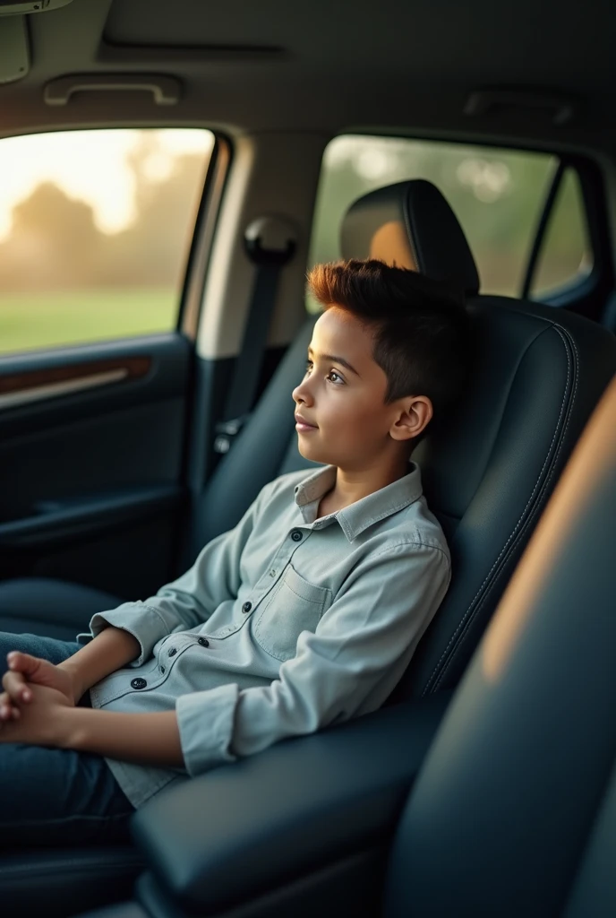little boy sitting on his mom's lap using her phone, shorts, inside of a bus, brown hair, blue eyes, blushed cheeks, photo realistic, ultra detailed, soft lights, night time ⌚, city, 1mom, 1boy, 1child, (best quality, masterpiece,)