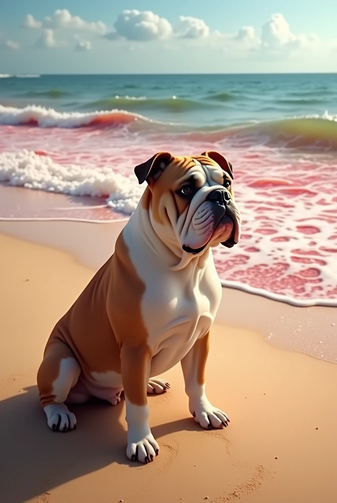NSFW (nude) (Nami ((human)) large breasts, strip of pubic hair) side to rear view, doggy style vaginal penetration fucking (((nude male Rottweiler with red dog penis))), full body, on a deserted beach