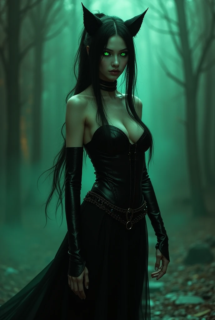 Elf as succubus without fly and black shorter clothes