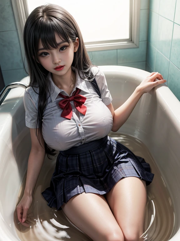 school girl was sprayed with water , school girl Was sprayed with water , fully clothed , jk school girl uniform , Punished, , Kneeling, Behind bars, dungeon, Be punished, in prison cell, Many chains hang, Bound by chains, Get wet, enjoying, hyper HD, Textured skin, Super detail , big breasts , big tits , twin tails hair  , skirt dark red , plaid skirt , pleated skirt , Tight shirt , white Shirt , school girl , red knot , red bow 