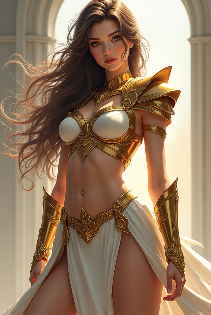Patricia velasquez como a personagem de desenho animado SHE RA,Armadura Dourada,espada,Terra de Eternia,