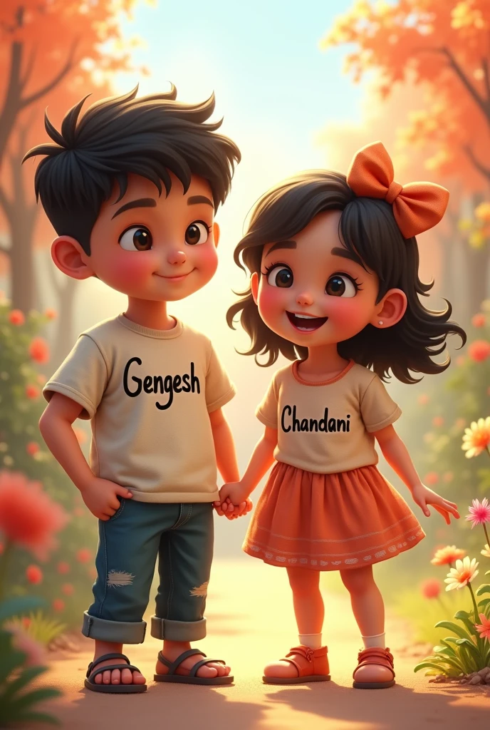 A boy hug lord krishna and his name is sushant. Print his name on his back of the shirt