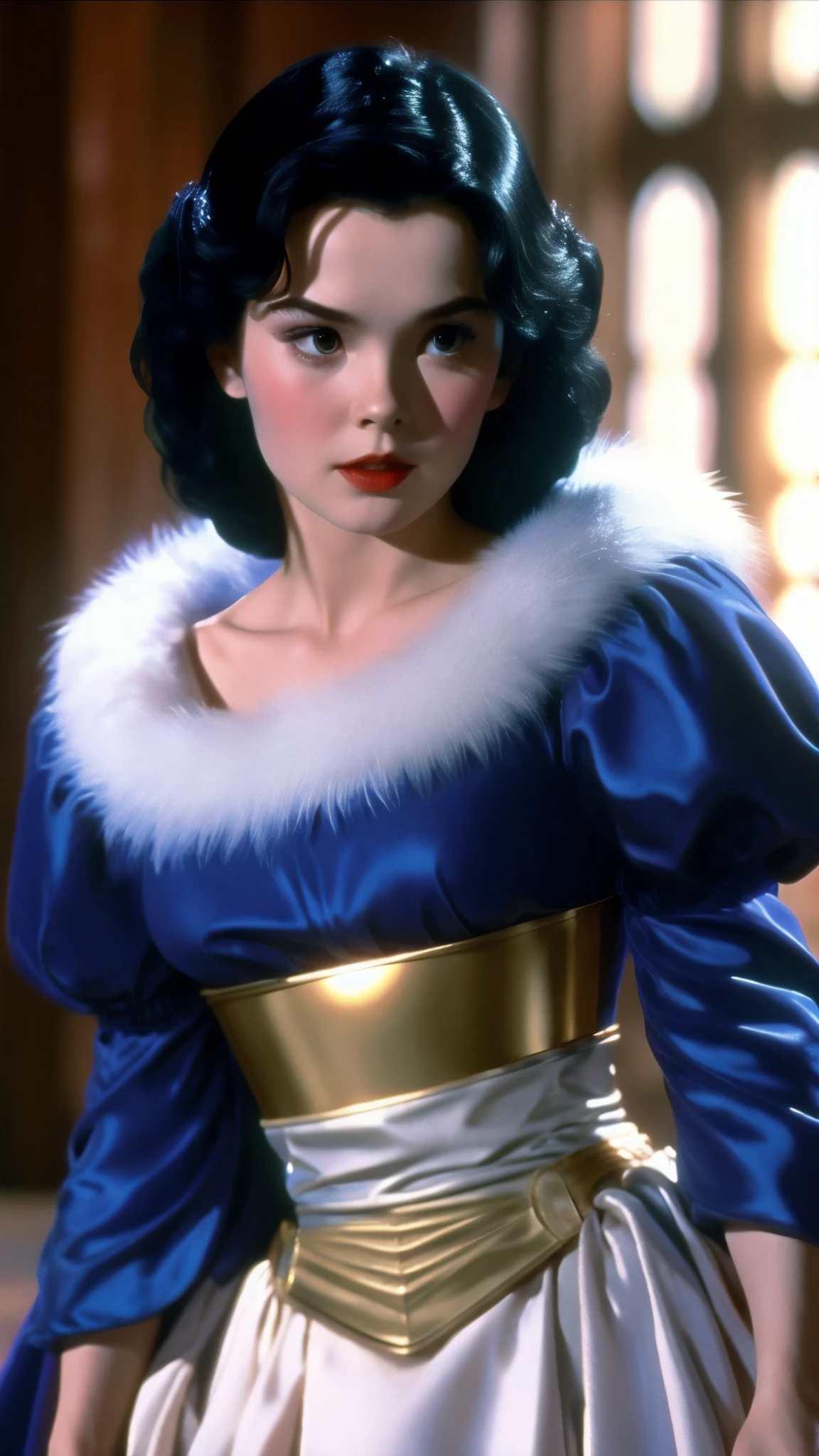 Princess Snow White dvd screengrab live action 1984 dark fantasy, detailed face