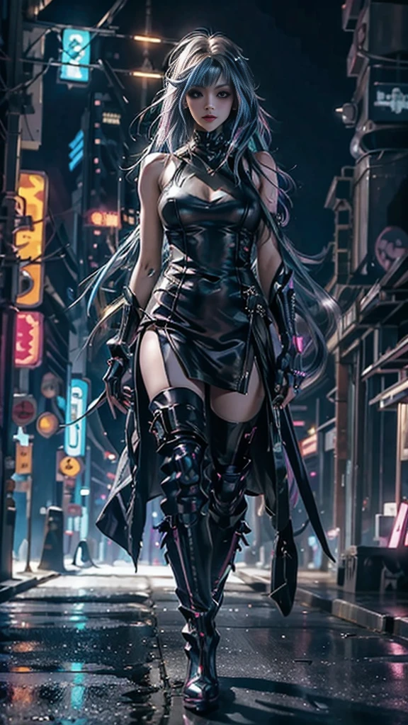 (best quality,4k,highres:1.2),ultra-detailed,realistic,ninja,female,sexy,cityscape,night,stealthy,sneaking,hidden,weaponry,leather outfit,masked face,confident,agile,athletic,mysterious,shadows,dark alleyways,hiding in plain sight,ready to strike,cat-like reflexes,sharp weapons,assassin,dangerous,breathtakingly beautiful,silhouettes,movement,urban landscapes,moonlit sky,intense gaze,vibrant colors,neon lights