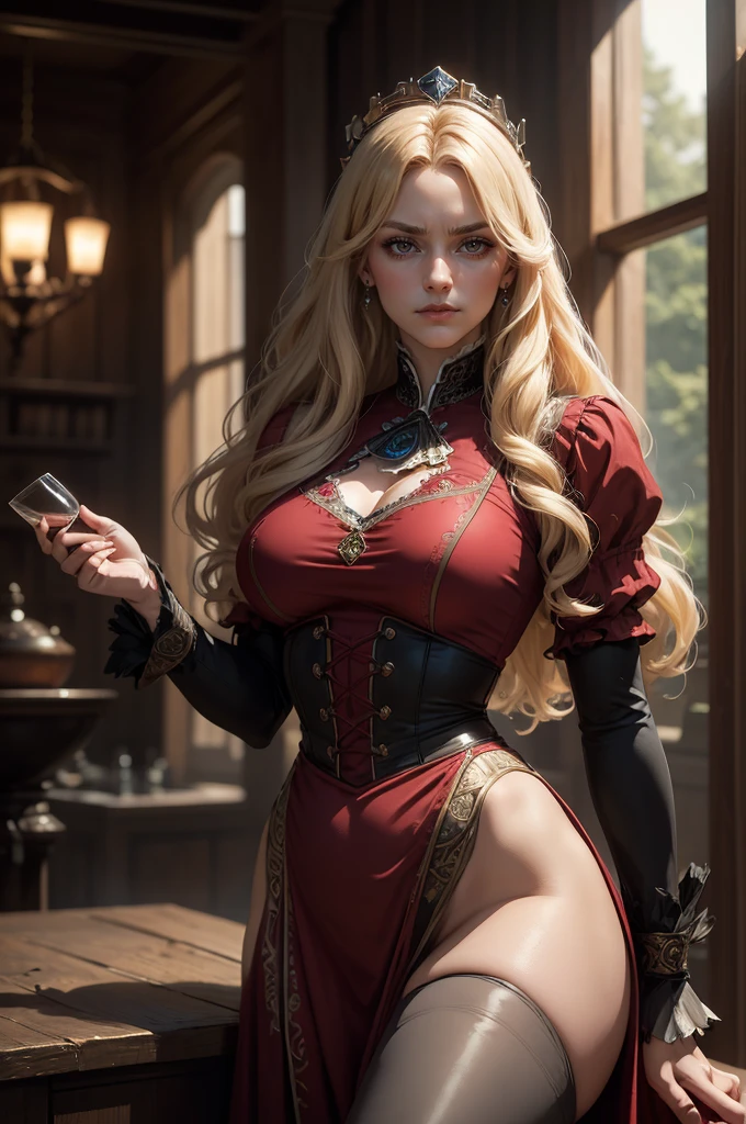24-year-old female、mature、Platinum Blonde、Tie up your hair、hair ornaments、Décolleté exposure、Cleavage Emphasis、Party Dresses、Good looking、necklace、Earrings、Sparkling、Masquerade、Only the eyes are covered with lace、Masquerade Mask((masquerade mask、Venice mask))、Long gloves with lace、A luxurious ballroom
