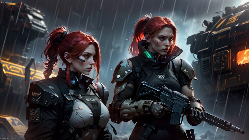 Postapocalyptic combat scene with a Beautiful hyperrealistic photograph of cute Young woman (((with Runic tattoos as a Combat Medic))), ((dirty face Blood splattered)), (((wearing Black Assault mecha armor, combat harness, Neon highlights, holding a assault rifle))) Short Blonde Dreadlocks, combat pose, (((Tending to Injured Soldiers))), exterior of Destroyed building, Fires, Smoke, debris, Camo netting, Ammo Boxes, Rain, Stormy, Wet, abstract beauty, near perfection, burning scene in the background, the forest is on fire, winner of the year's best photo, the world on fire, post-apocalyptic hellscape military photography, photo epic of the year, fire on the horizon, epic cinematic shot, pure form, intricate detail, 8k post-production, High resolution, super Detail, trending on ArtStation, sharp focus, studio photos, intricate detail, Very detailed, By Greg Rutkowski,a 1girl, 20years old, хмурая, (Appearance in the style of cyberpunk: Red hair gathered in a ponytail, Tactical Points, Combat black jumpsuit made of kivlar, In the hands of two sharp swords), against the backdrop of destruction and corpses of enemies, city  of the future, ultradetail, hyper realisitc, proportionally, Composition in the center, full length,Postapocalyptic combat scene with a Beautiful hyperrealistic photograph of cute Young American woman with Runic tattoos, ((dirty face Blood splattered)), (((wearing full heavy mecha armor, combat harness, Neon highlights))) Short Red Dreadlocks, combat pose, (((Holding on to the side of a combat Sci-Fi Combat helicopter))), exterior of Destroyed building, Fires, Smoke, debris, Camo netting, Ammo Boxes abstract beauty, near perfection, pure form, intricate detail, 8k post-production, High resolution, super Detail, trending on ArtStation, sharp focus, studio photos, intricate detail, Very detailed, By Greg Rutkowski,Human female character, with long black hair, eye white, white skin color, not very feminine black fighting clothes.
