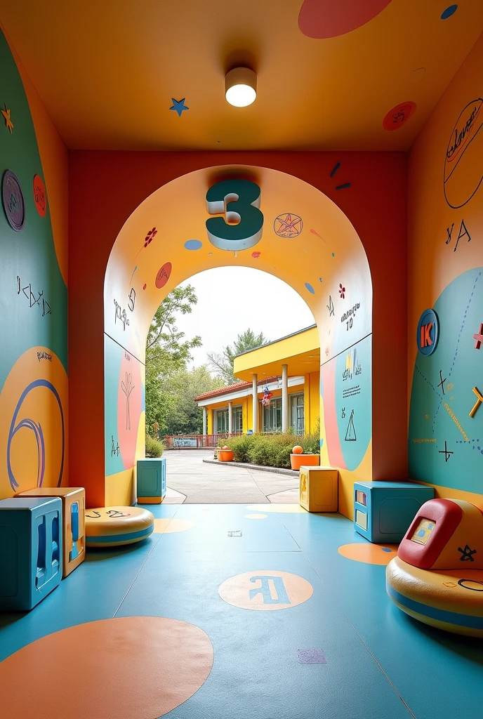 School with access ramps to the second floor for children with disabilities