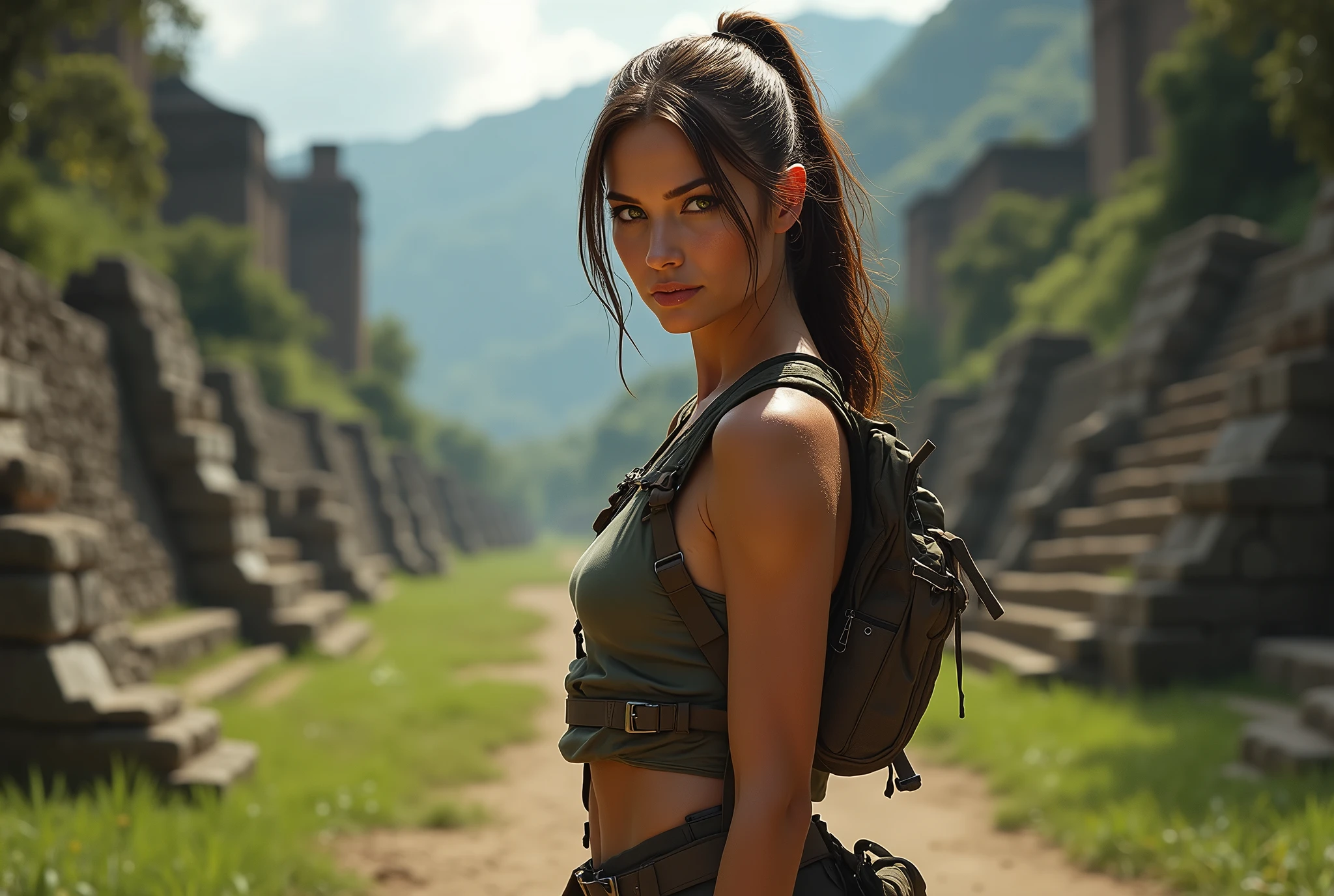 32-year-old Spanish archaeologist with brown hair and brown eyes