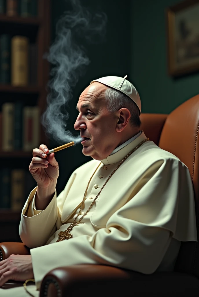 The real Pope smokes a real cigarette 