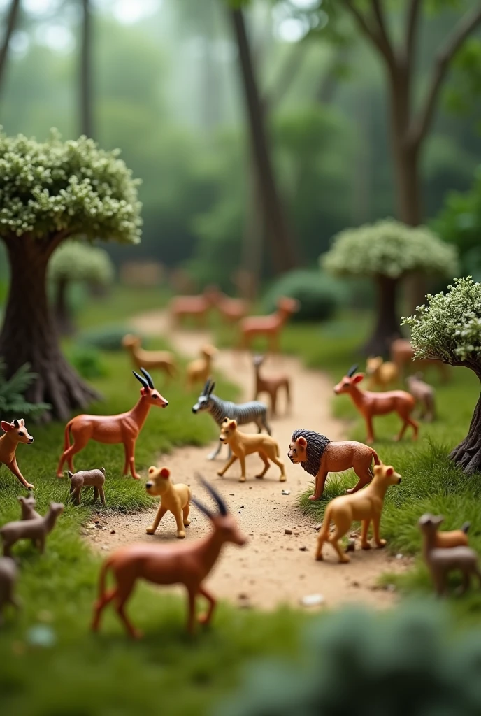 Miniature photography, Savannah, Wide Shot, Bokeh, From above, forest