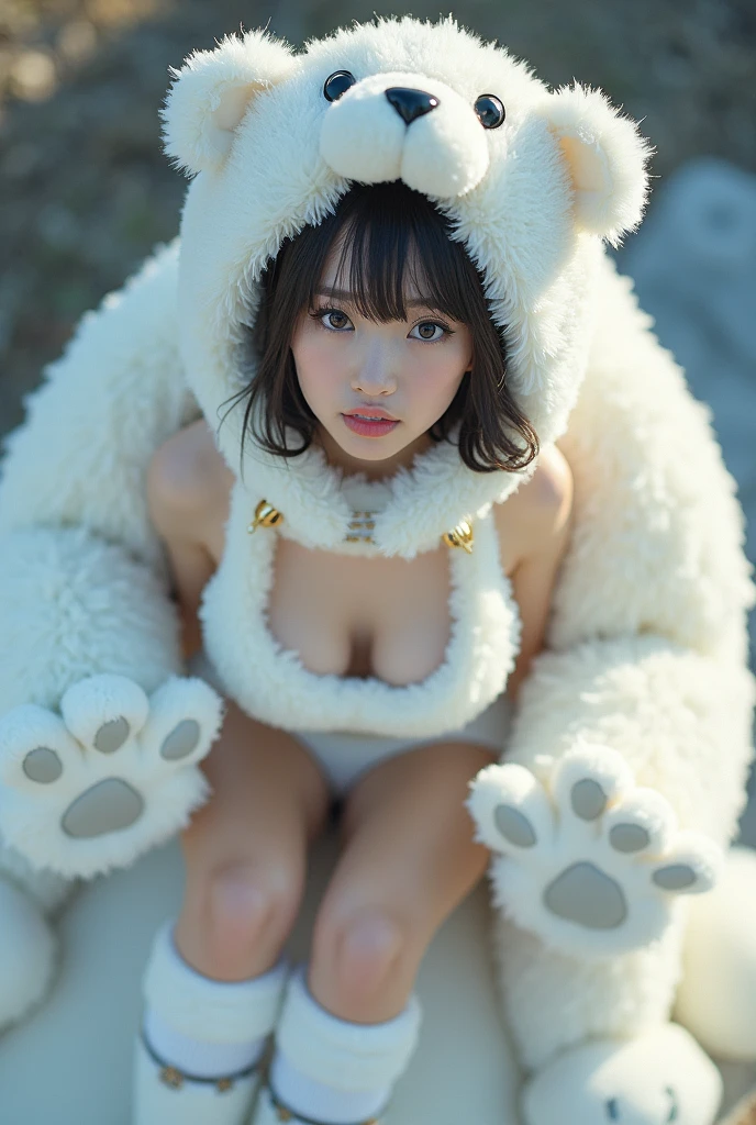 (white tiger kigurumi:1.2), (fluffy and soft fabric:1.4), ((- Zipper on the front, Easy to put on and take off):1.5), ((Long sleeve, feet cover hands):1.2), (ears and striped hood:1.3), (black-tipped tail:1.3),