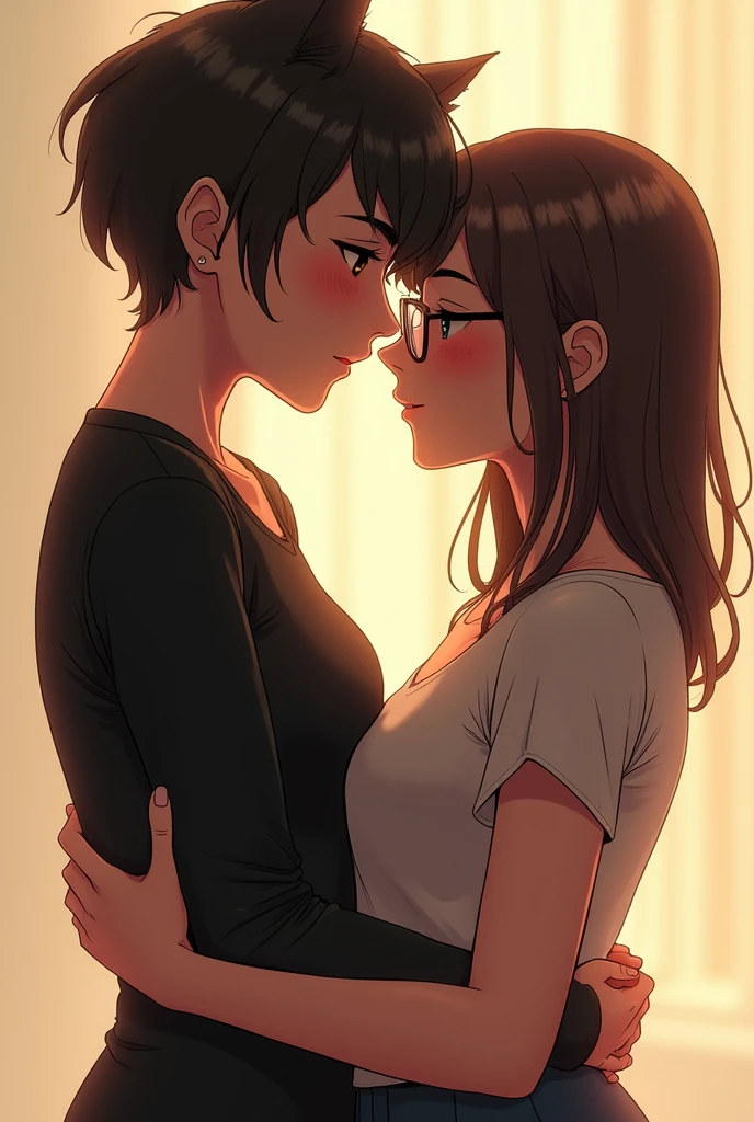 8k, Two beautiful mature Japanese women aged 55, Two married women, Long eyelashes, Bob Hair, Red lipstick, Pink Cheeks, Pearl Necklace, Earrings, Dark eyeshadow, Wearing glasses, Cleavage, Nipples and nipples, Intense deep kiss, Tongue-to-tongue entanglement, Lesbian, Love each other, Pink Background, ((Focus on the whole body)),