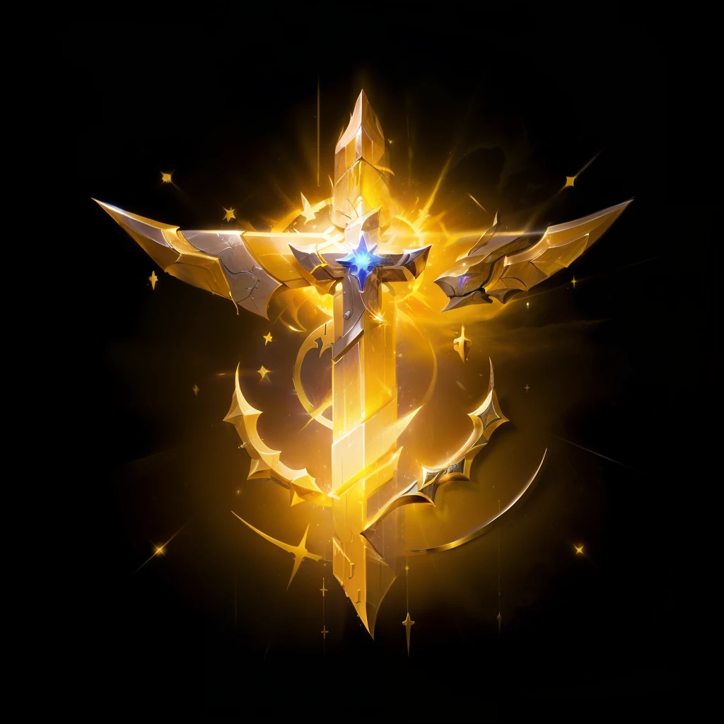 a close up of a cross with a halo in the background, holy paladin, godsent, holy armor, avatar image, shinning sword, world of warcraft spell icon, holy crusader, neon cross, saint, holy cross, leviathan cross, emblem of wisdom, character icon, templar, fantasy game spell symbol, leblanc, imperial symbol, ability image,League of Legends Inventory Items, Stylized game icons, League of Legends style,