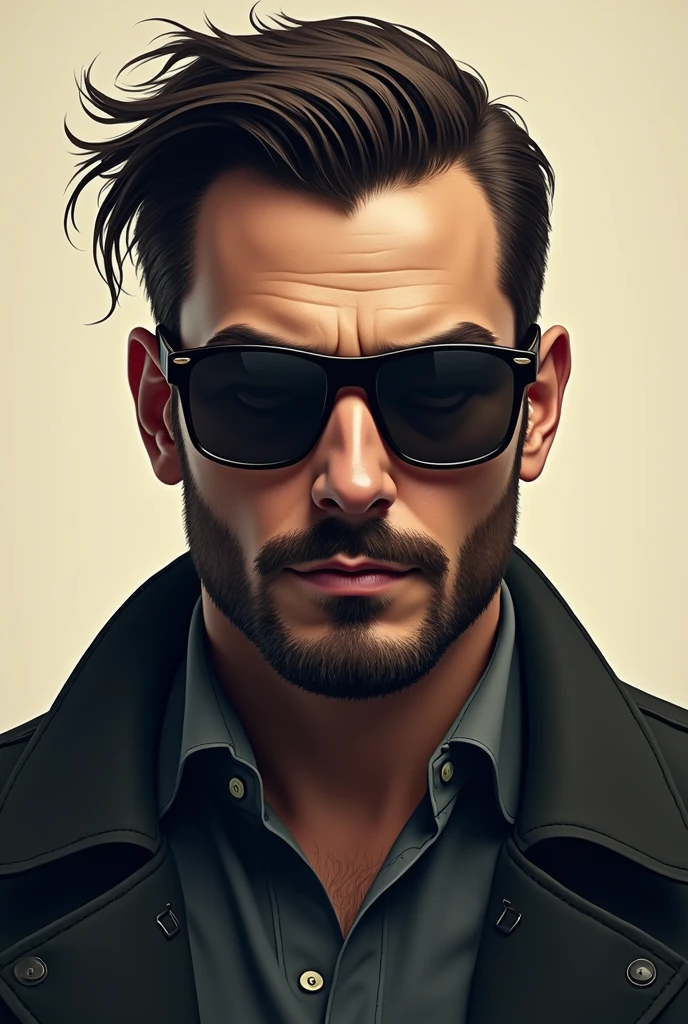 (a man with aviator glasses, smoking a white cigarette, with the cigarette near the end, reflection on the glasses, realistic, detailed, Kaz Miller style, Metal Gear Solid style),(best quality, ultra-detailed, realistic:1.37),(portrait, monochrome, cinematic:1.1),(studio lighting, intense shadows),(vibrant colors, subtle atmosphere),(sharp focus, high contrast),(cigarette smoke swirling in the air, adding mystery),(black leather jacket, rugged appearance),(confident expression, focused gaze),(industrial background, reminiscent of an underground facility),(subtle lens flare, enhancing the cinematic feel),(reflection of city lights on the glasses, creating a futuristic vibe)