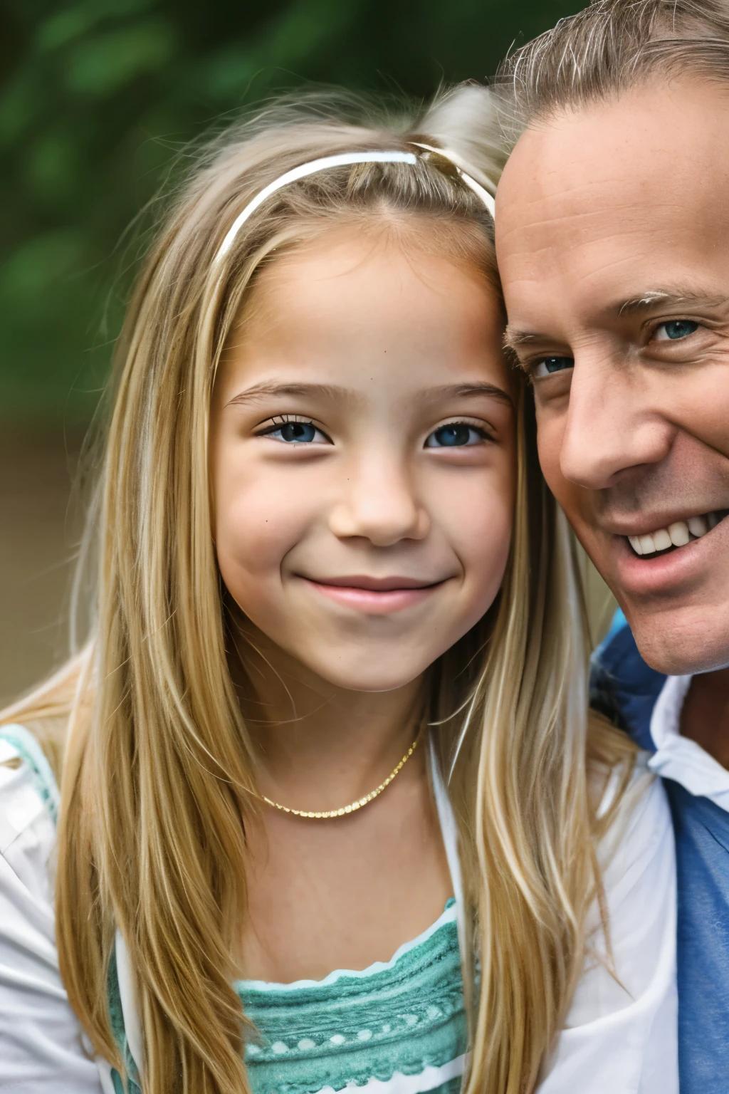 father and daughter tween girl, blond hair