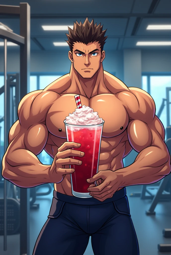 masterpiece, best quality, highly detailed, handsome black man licking icecream cone, shirtless , 32k, intrincate --auto --s2