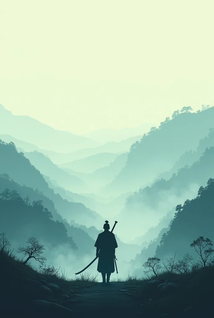 (um SAMURAI,behind,Standing on a mountain,Imagem de,cachoeira e rio,de volta voltada para os telespectadores,Folha de outono voando)(fotorrealista,ultra-detalhado)