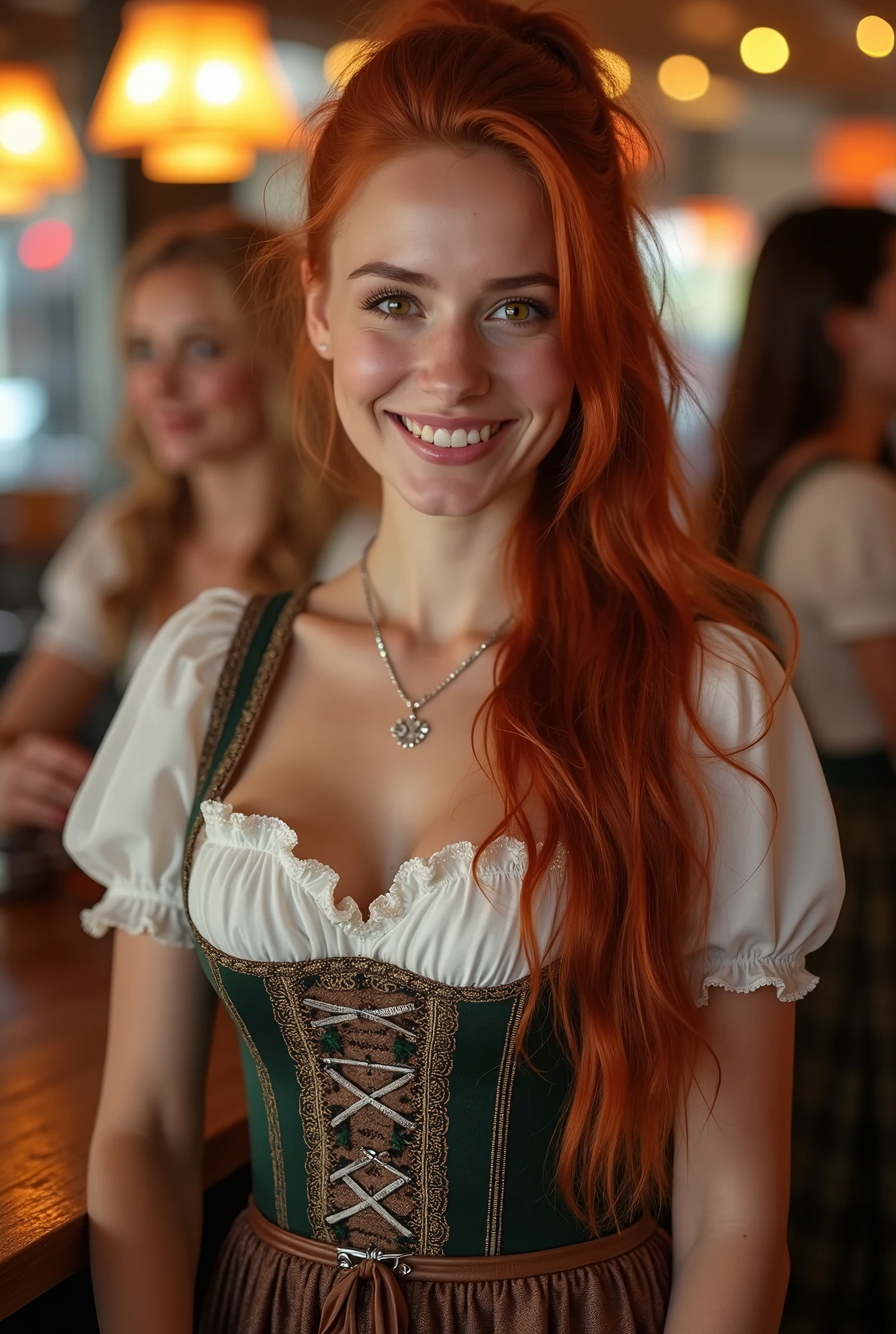 Sadie Sink, topless, oktoberfest, Ultra-detailliert, ultra realistisch, Detaillierter Hintergrund, Sitzen im Karussell