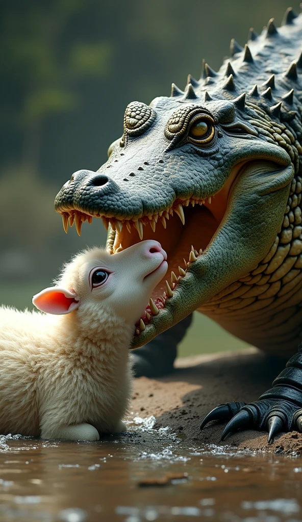 white goat vs  crocodile fight goat dead with blood