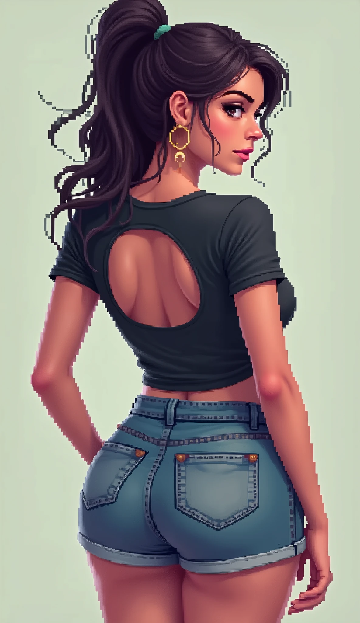 Pixel naked girl from the front, side and back. In 30x90, no clothes, character designer