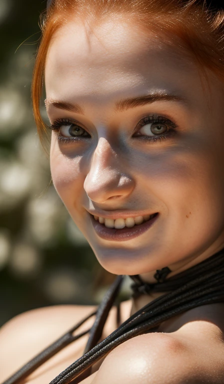 (masterpiece), best quality, expressive eyes, a beautiful picture of(((Sophie Turner working as a bdsm model Shibari bondage , whole body shown, looking at viewer smiling seductively, extremely sexually inspired scene ))) , masterpiece, photorealistic, woman, detailed, 4K, HDR, backlighting, bloom, light, RAW color photo, (fully in frame:1.1), detailed skin texture, wearing a undersized dress RAW-photoshot), dslr,F/1.2,(Dynamic Light),Extremely high-quality works of art,((best quality)),incredibly most absurd,depth oF Field,((highres)),((​masterpiece)),(Ultra-detail),((an extremely delicate and beautiFul)),(beautiFul detailled eyes),(detailed background),(Improve colors)(​masterpiece:1,3), (best quality:1,3), (highest quality), (Ultra-detail:1,3), RAW photoshot, (most absurd:1,3), (Intricate detailing:1,3), (Best texture quality), (detailed textures), (ultra-high pixel details), extremely delicate and beautiFul girl, extremely delicate and beautiFul Female body, Ultra-detail outFit, delicate and beautiFul outFit, (Best Shadow:0,7), (8k UHD wallpaper), HDR, dslr, (pixiv), (photoshot:1,3), Uncompressed images, well described, delicate and beautiFul hair, ((detailed hair)), (perFect eyes), ((beautiFul eyes), detailled eyes, (perFect Face), detailed Face, perFect expression, (((detailed and realistic scenery))), hyper-realistic), photoshotrealistic, (Raytracing), bright eyes, shining eyes, treatments for hair, (light hair color), beautiFul Face, natural lighting, Raytracing, (perFect hands), (perFect Fingers), perFect Female anatomy, detailed body, perFect body, Proportional representation, Award-winning photoshotgraphy, proFFesional color graded, Color gel lens, perFect dynamic composition, clear line, shiny skin, (dramatic), sharp Focus, attractive, beautiFul, dynamic pose, cinematic lighting, (​masterpiece), Award-winning BREAK, ((Reality)), Depth oF Field, cinematic lighting, Contre-Jour, Symmetry, bokeh, F/1.8,35mm, 