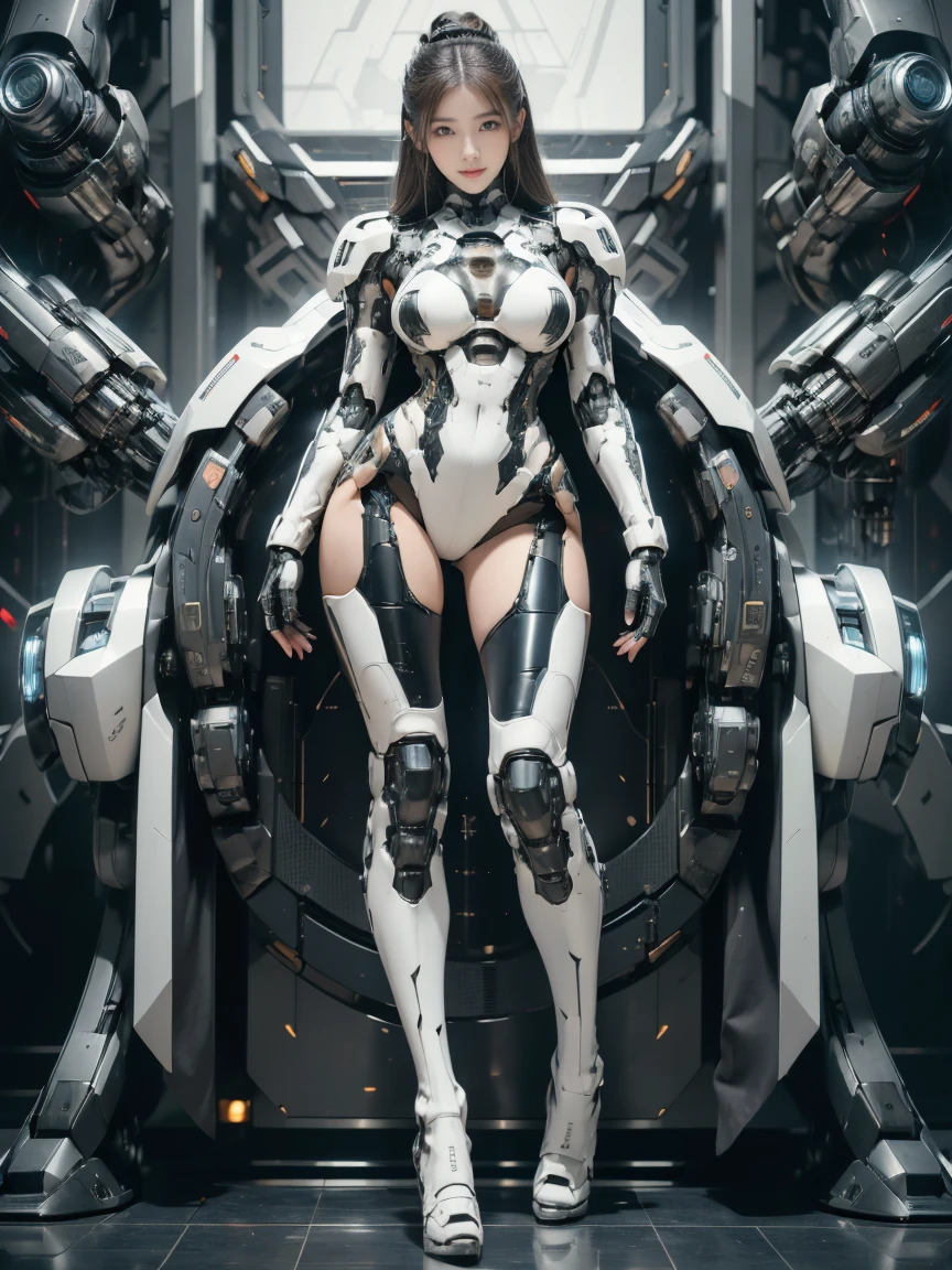 Textured skin, Superb details, High Detail, High quality, Best quality, High resolution, 1080P, hard disk, beautiful,(War Machine),ผู้หญิงไซบอร์กแสนbeautiful,Mecha cyborg girl,Battle Mode,A girl with a machine body,She is wearing a futuristic war machine outfit.,Full body shot