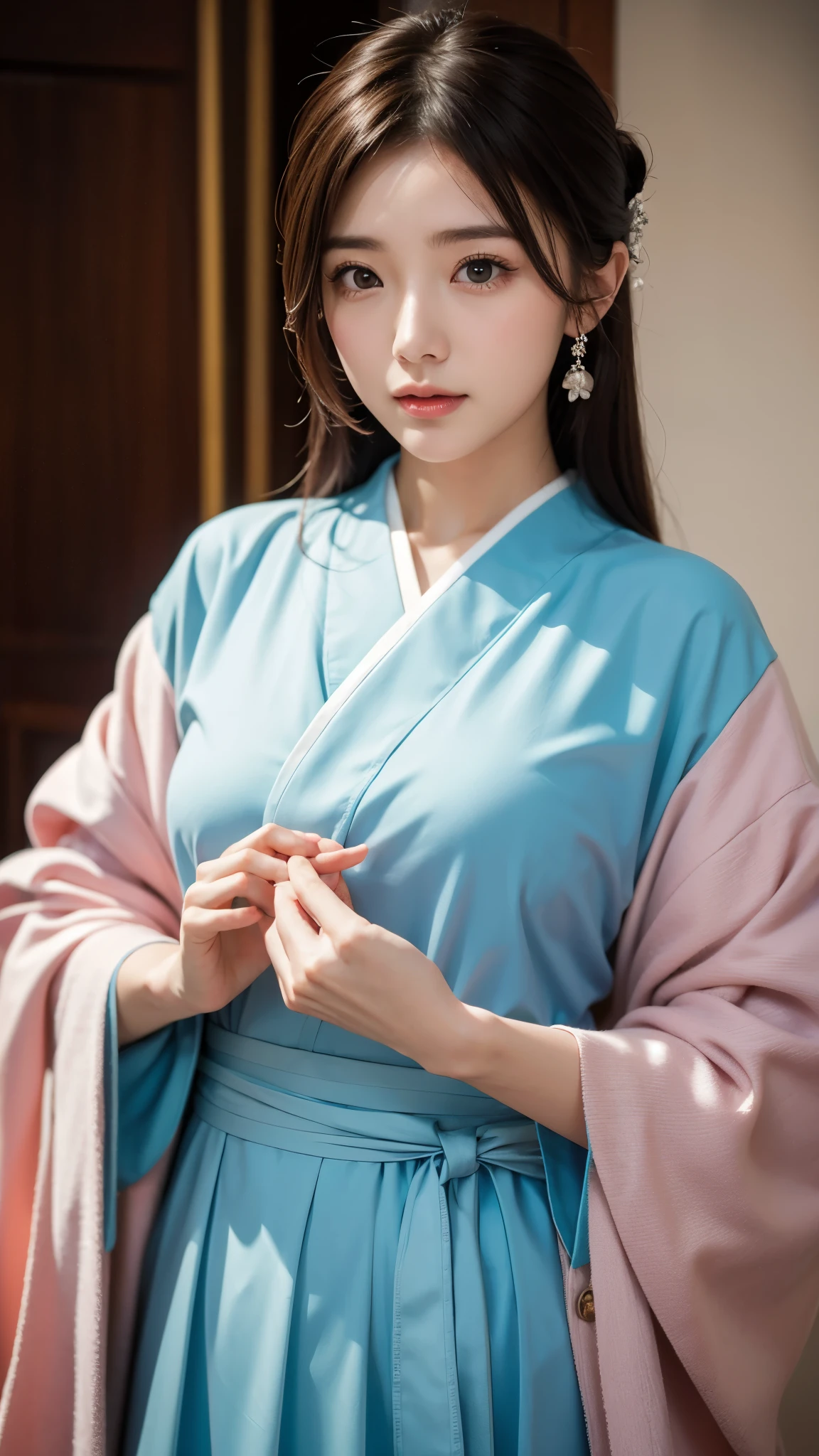 8k、Best Quality、masterpiece、Ultra-high resolution、photograph、Beautiful Japanese Women'Elegance、SLR camera、There are some good ones too、Transparent atmosphere、Sexy lips、Diagonal bangs、Beautiful Face、Medium Long Hair、Creating Bangs、smile、Natural soft light、Two women in suits、I wore a skirt、Country Road、cycling