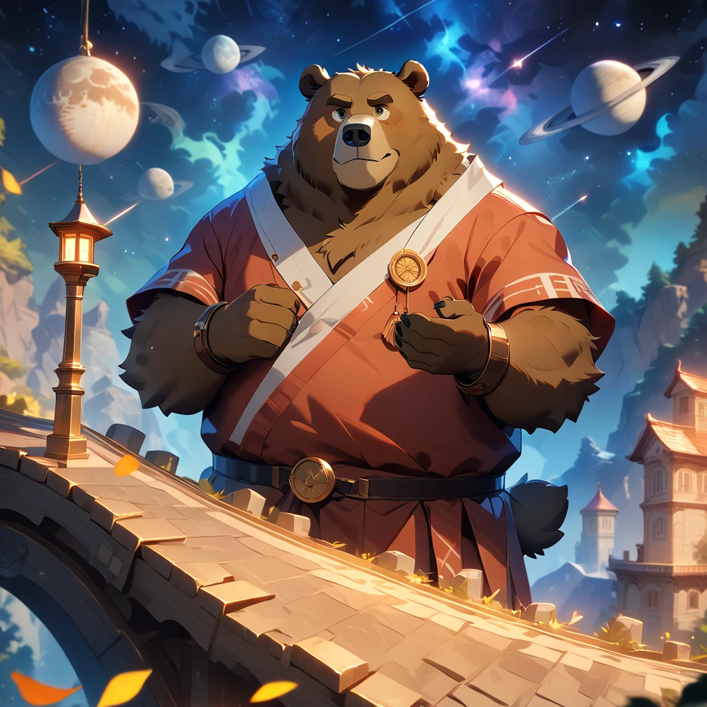 masterpiece, best quality, very aesthetic, absurdres, BREAK noise reduction, BREAK very high resolution, large filesize, BREAK insanity detailed, ultra detailed, full color, BREAK digital illustration anime, super fine illustration, [face:full body:10], looking away, from above, HDR, BREAK astrologer, plump middle-aged bear man, fluffy body, hairy skin, beautiful thigh gap, BREAK beautiful foot, detailed toe, 4 toes, 4 toes nails, detailed elegant tail, BREAK detailed hands, 5 fingers, 5 fingers nails, BREAK aesthetic anime face, male face, big face, square jawline, detailed irises, detailed pupils, aesthetic anime eyes, brown eyes, male eyes, big eyes, male eyebrows, innocent look, beautiful beard, SimplePositiveXLv2, BREAK little smile, standing arms rised in the air, searching for stars, dynamic pose, BREAK [simple background::12], detailed painting landscape, starry sky, astronomical observatory, indoor, BREAK Fur Affinity, osukemo, kemohomo, furrymale, anthro,