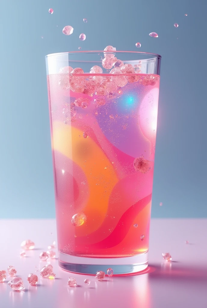 Frozen cocktail,  vibing colors, plastic Glass, spaceships in the background
