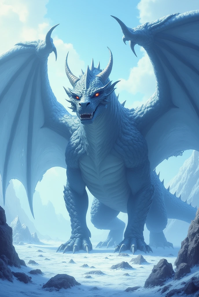 A cold dragon with affinity for fire, 2 meters tall, with yellow eyes, but its nature is cold, everything for an RPG