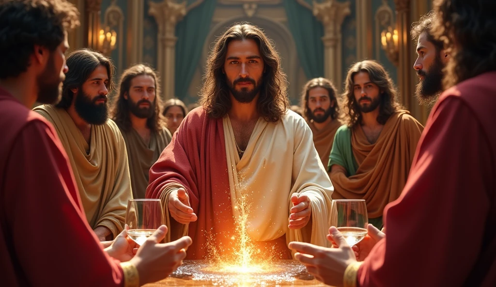 Jesus turns water into wine