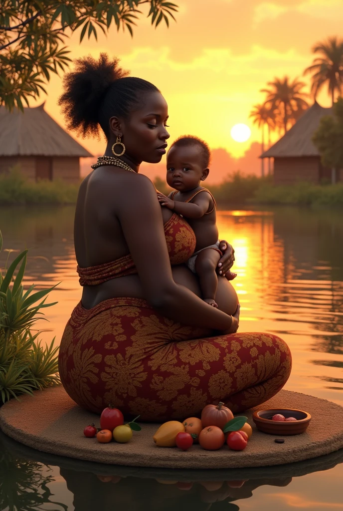 a victorian african queen, pregnant, fat and beautiful nude, pregnant breasts, standing on top of a defeated nordic queen who is lying down, (best quality,4k,8k,highres,masterpiece:1.2),ultra-detailed,(realistic,photorealistic,photo-realistic:1.37),intricate details,dramatic lighting,cinematic composition,vibrant colors,oil painting,highly detailed face and eyes,long eyelashes,cinematic lighting,ornate jewels,elaborate headdress,flowing dress,dynamic pose,dramatic shadows,lush vegetation,detailed background