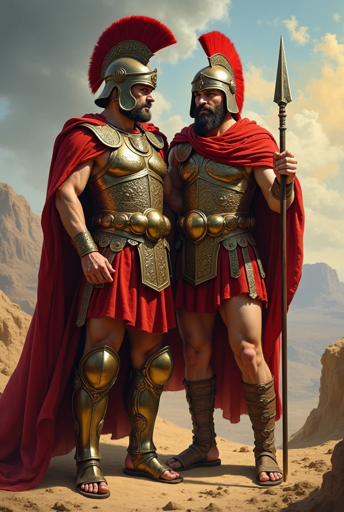 Um Gigachad gonzalo gubero bobadilla muscular with face of shakira, handsome roman warrior a highly detailed color oil portrait painting of a handsome man. detalhado de um homem bonito , couro , rings , arreios , black german boots , Romanesque painting in the style of Paul Cadmus , jared french , Tone of Finland --auto