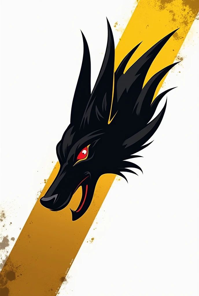 yellow and black, a monstrous wolf, in the style of Mork Borg, strong contrast, grunge dirty punk splash art, zine black metal, forest color splash background