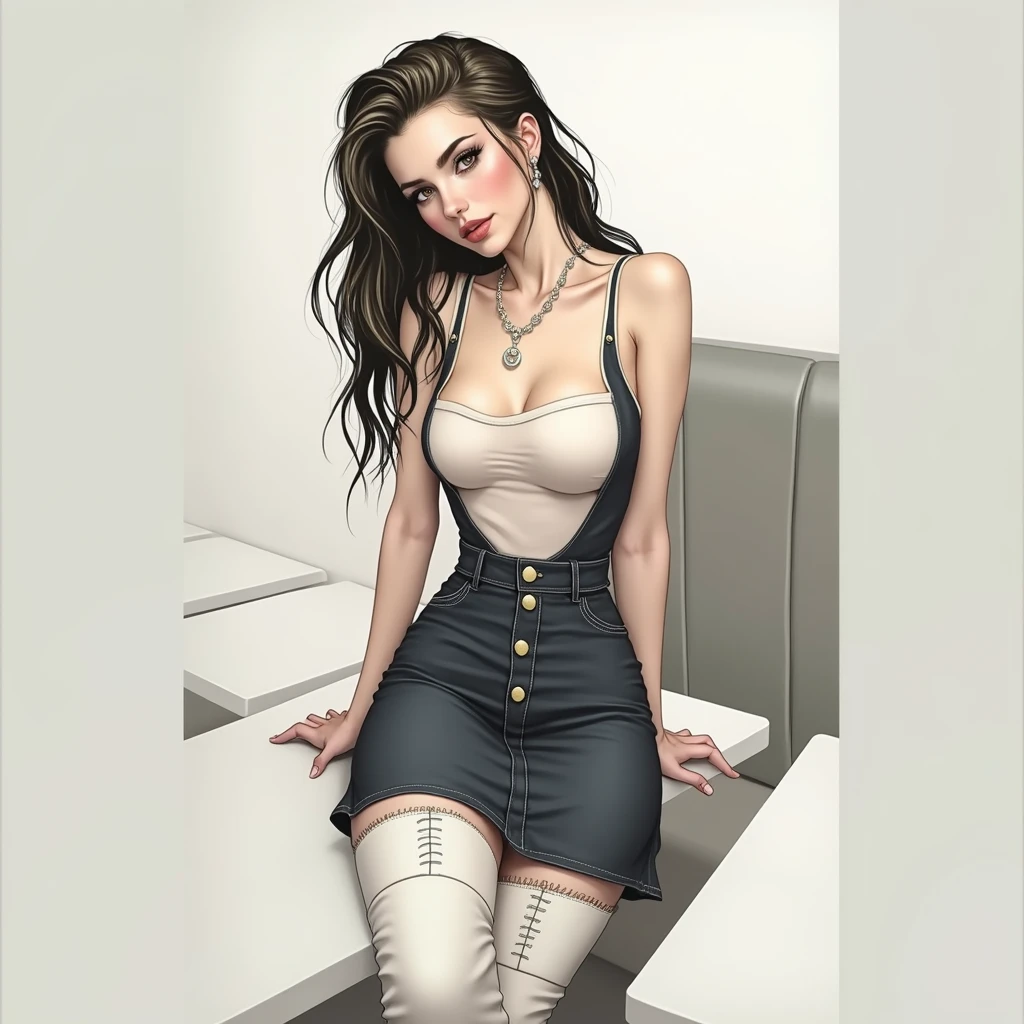 ((masterpiece,best quality,8k,highres)),((character concept art)), 1 female, young adult female, university student, 18 years old, 170 cm height, (long brunette hair), brunette hair, (fair skin colour), ultra finely detailed eyes (brown eyes colour), sexy, pretty, hot, flirty, charming, funny, kind, playful, sugar baby, perfect body build ((supermodel)), ((intricate detail)), super finely detailed hands, ultra finely detailed fingers(((ten fingers))), wearing pink Oxford shirt and denim jeans (standing still), ((full body showcase)), ((show full body)), (no logos on background), (no logo), ((plain background)), ((plain background)), (((empty background)))