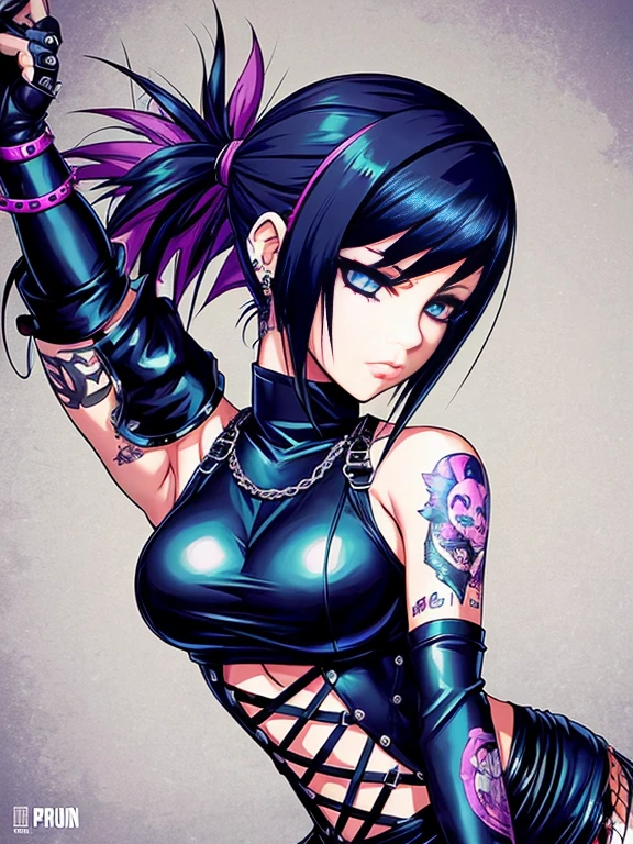 a cartoon drawing of a woman with a knife and gloves, punk girl, wearing a punk outfit, 1 anime goth girl, goth girl, dressed in punk clothing, aeon flux style, urban girl fanart, punk woman, 1 goth girl, mona lisa as a goth girl, anime style character, tall female emo art student