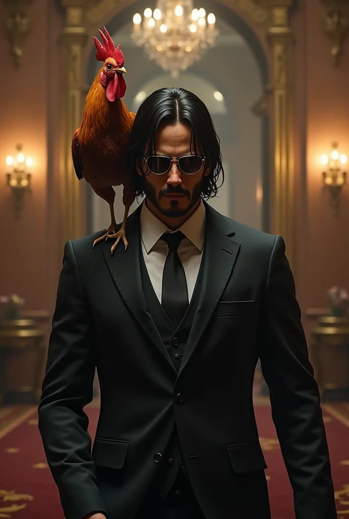 Keanu Reeves, short hair, constatine, holding skull, angel wings.