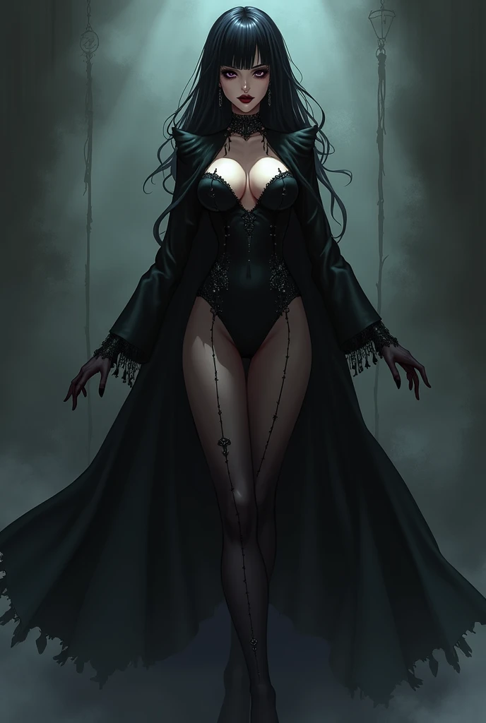 Illustration art,Whole body movement,Sexy and scary banshee in sexy clothes,Scary woman,Very cool facial expression,solid color backdrop,Great erotic art,painting art,Sexy art,sideface,facing away from the audience,Detailed body part details,long leges,Inspired by J.c.Ryan Decker,Epic European and American illustrations,Tall,The whole body is evenly sexy