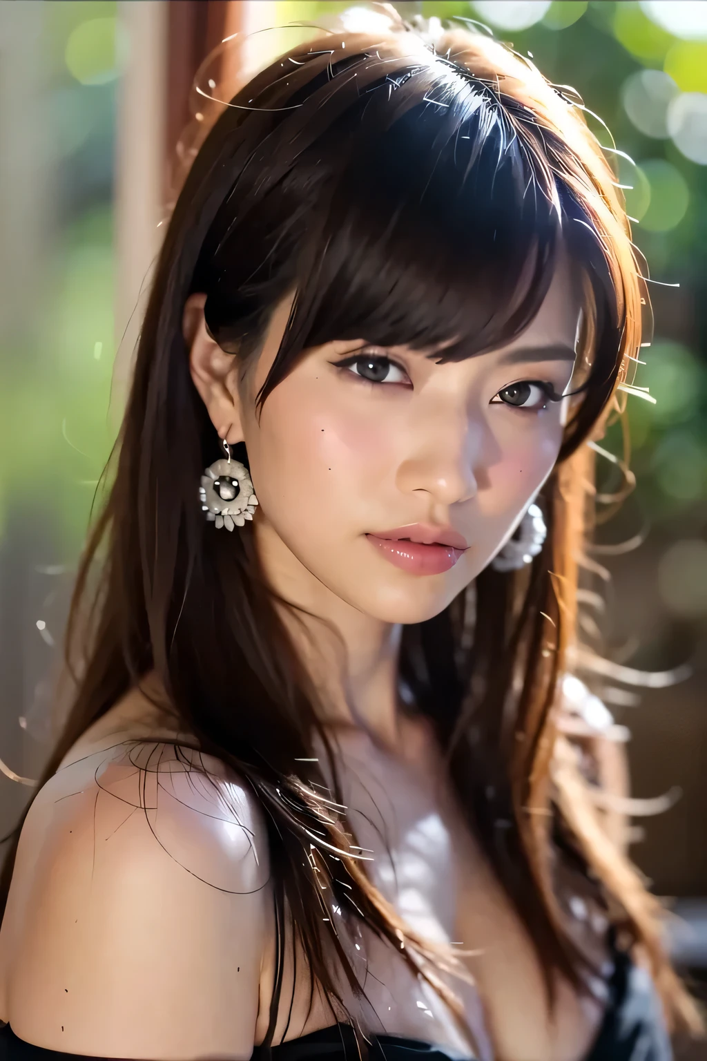 a close up of a woman with long hair wearing a black dress, beautiful japanese girls face, realistic young gravure idol, young sensual gravure idol, young pretty gravure idol, japanese model, deayam to whom, Yoshitomo Nara, young skinny gravure idol, Asian beautiful face, Aoi Ogata, beautiful asian girl