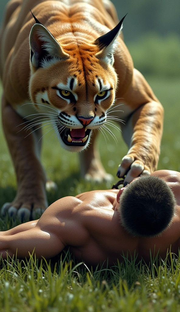 Draw an angry Siberian Tiger tearing a person apart 