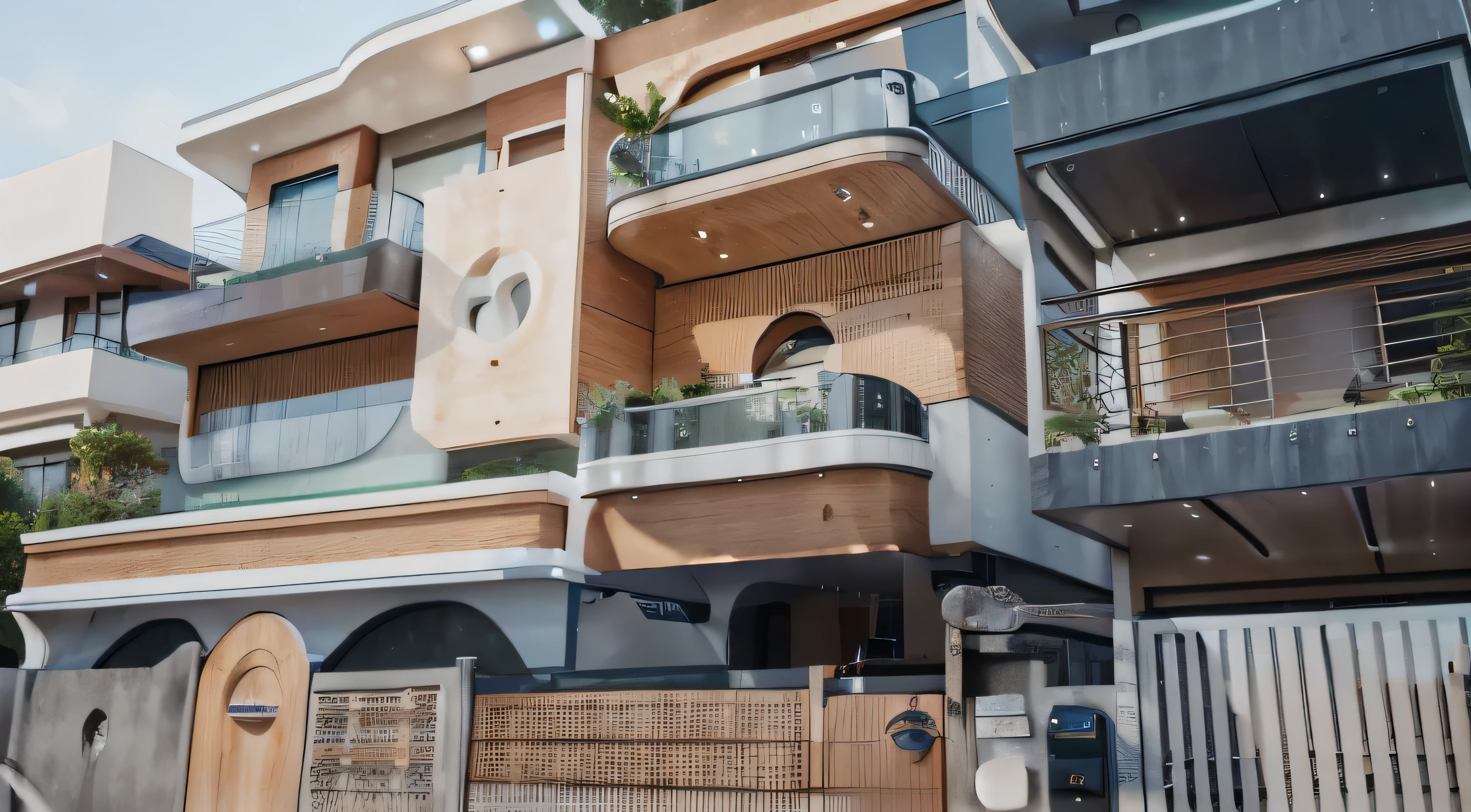 a rendering of a modern house with a circular balcony and a balcony, concept house, architectural visualisation, award-winning render, realistic architecture, rounded architecture, architectural render, high quality rendering, precise architectural rendering, highly rendered!!, very realistic 3 d render, stunning render, architectural visualization, realistic concept, a photorealistic rendering, exterior design, professional render, ultra modern