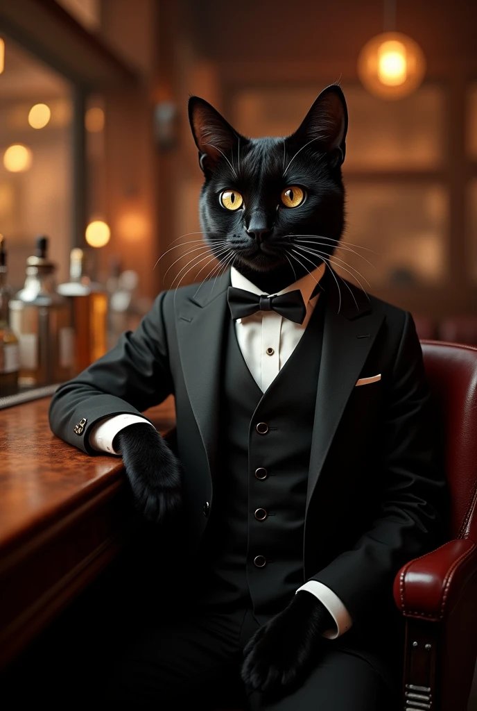 a grey cat wearing a fancy clothes in a party