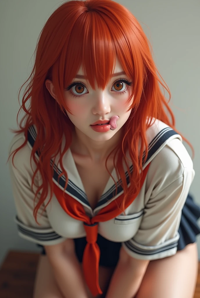 Superior image quality、facial focus、luz outfit、(Depth of fields)、超High resolution、(Realism:1.4)、raw photography、Portlate:1.4、((2 people on tatami))、transsexual girl with、Beautiful、full of shyness、 (a smile:1.2)、(Brown eyes、Receiving the light)、GOOD, Beautiful pale skin、(A red-haired,Elegant style)、(the breasts are small),(School uniform:1.5)),((Dripping sweat:1.4)),(((((open legs, legs up))))),(((((Woman on top,pen,sex))))), ((((masturbation)))),(((((projectile with))))), (((((excessive semen))))),((open mouth)),(((Bukkake)))