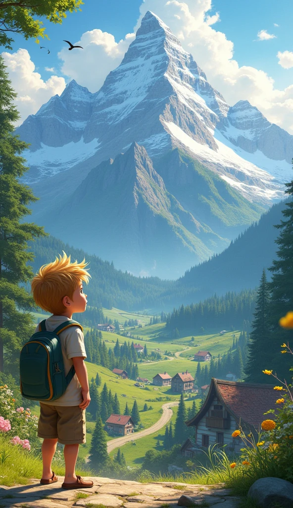 Mountain child blond drawing 