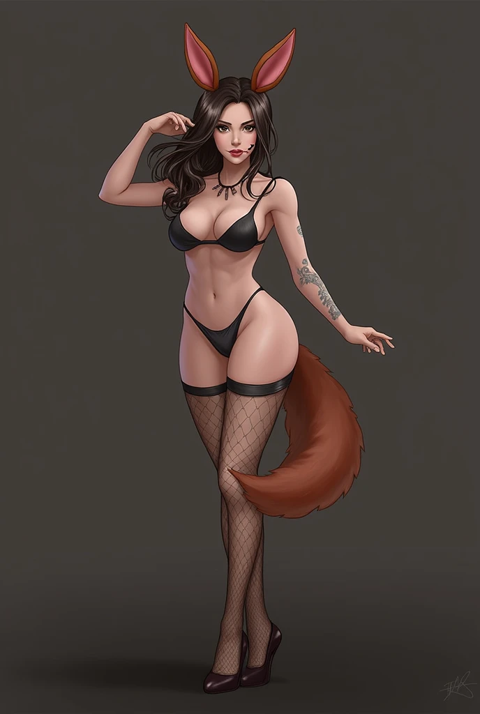 sukilane, very long straight brown hair, black lace underwear(black lace bra,black lace panties), cropped green jacket, beige high boots, round glasses, detailed, straight stance, realistic fur, dog face, (detailed face), (more detailed background 1.1), sexy pose, two-tone fur, orange fur, slender, saluki, lush breasts, long slender legs, big ass, fluffy tail, perfect tail arrangement,high resolution
