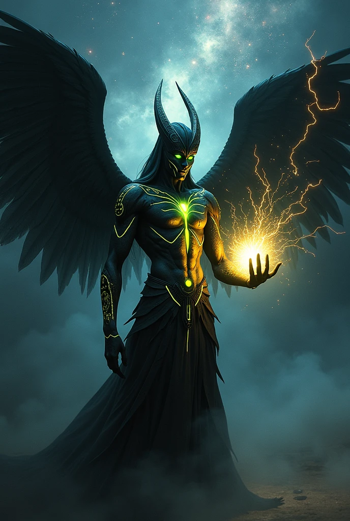 Hades, ethereal entity, Ancient god, god of the underworld, green flame, burning river, black runic robe, underworld background, no face, flaming hands, epic, cinematic, HDR, high resolution, high detailed, waist-high, portrait, masterpiece